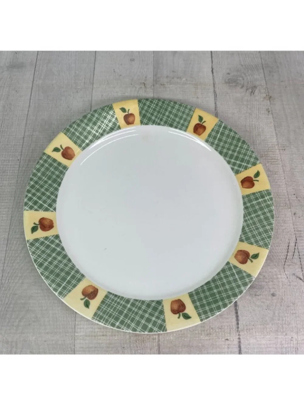 Corelle APPLE HARVEST Break Chip Resistant Green Woven Band Dinner Plates Set 4